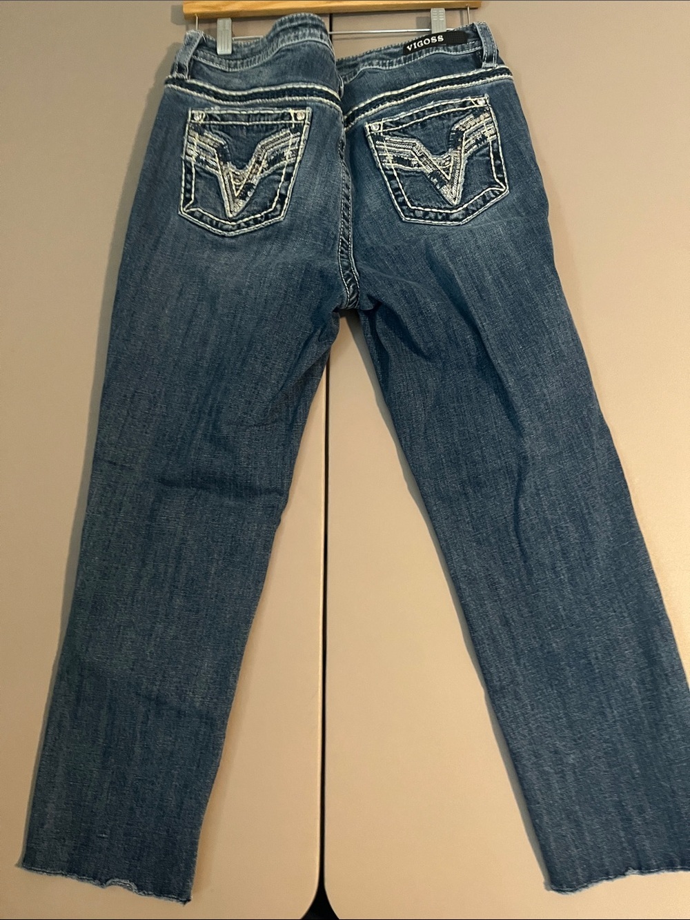 Vigoss Mid-Blue Straight-Leg Jeans with Subtle Distress - Picture 13 of 13